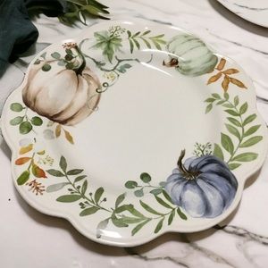 Set x4 Potter's Studio Fall Harvest Thanksgiving Pumpkin Scalloped Dinner Plates